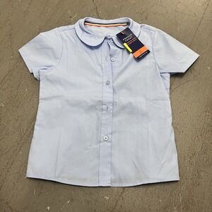 French Toast Girls Light Blue Short Sleeve Peter Pan Collar Uniform Blouse Sz 6